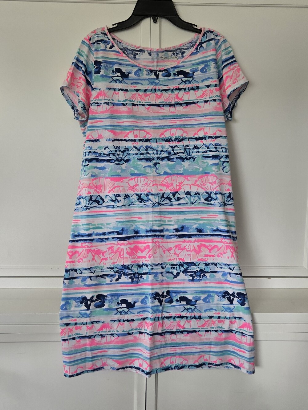 Lilly Pulitzer Pink, Blue & White Striped Short Sleeve Dress